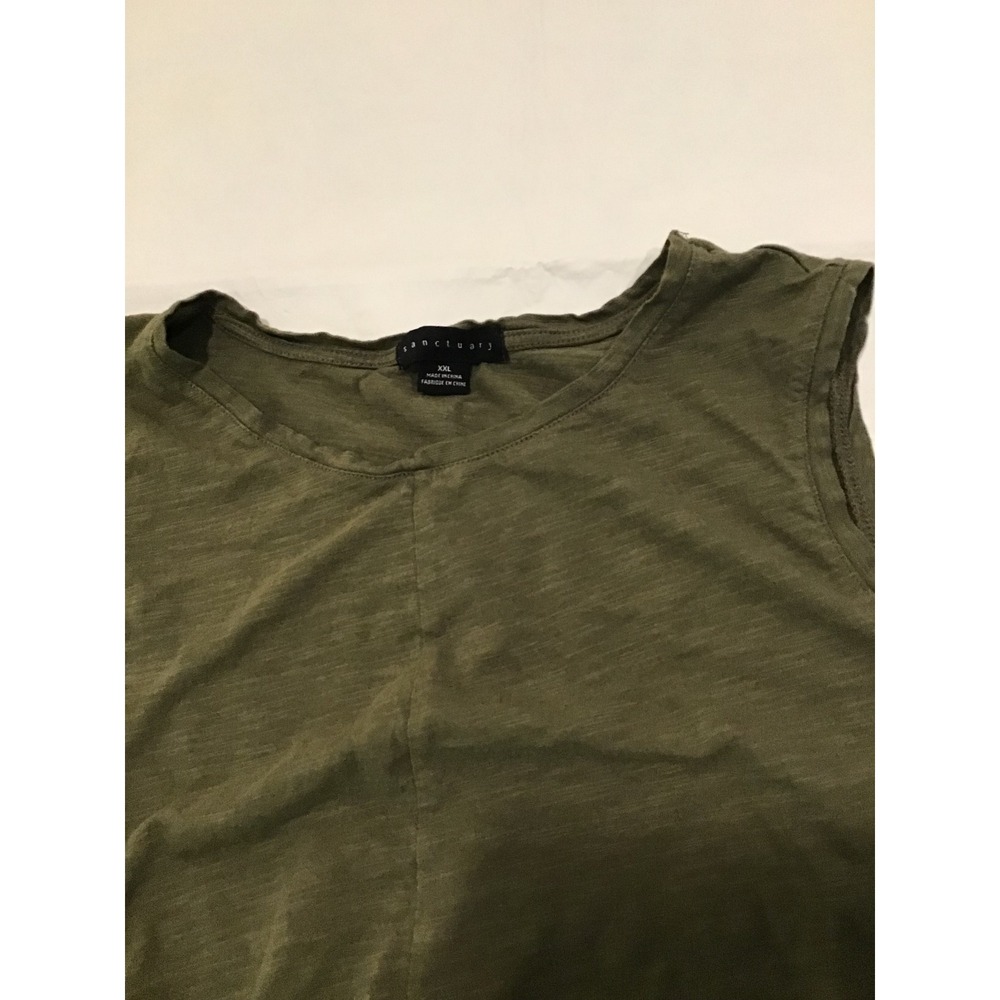 Sanctuary Olive Green Twist Front Sleeveless Knit Tank Top XXL Slub Texture - Picture 2 of 3